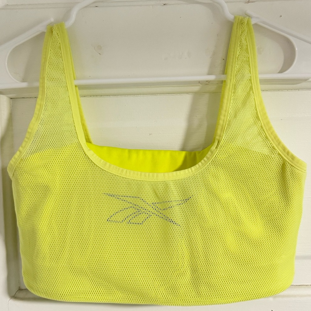 REEBOK Neon Yellow Studio Mesh Sports Bra